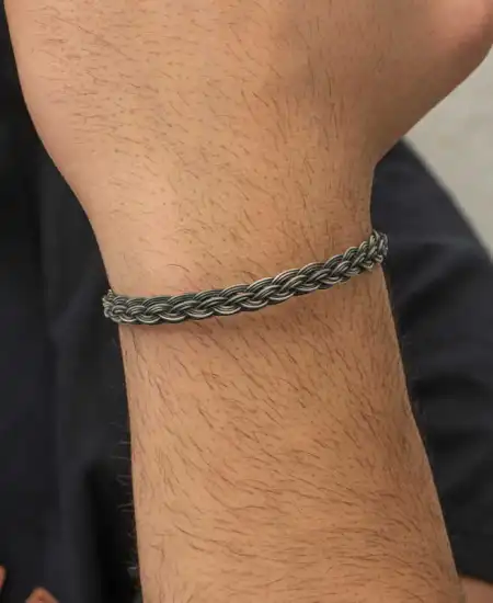 Gümüş Kazaziye Örgü Bileklik