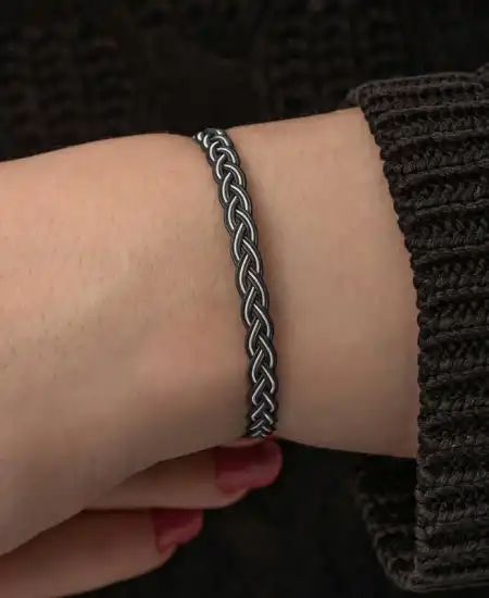 Gümüş Kazaziye Örgü Bileklik