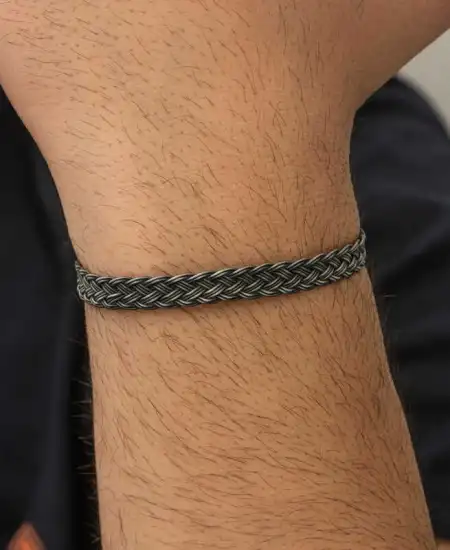 Gümüş Kazaziye Örgü Bileklik