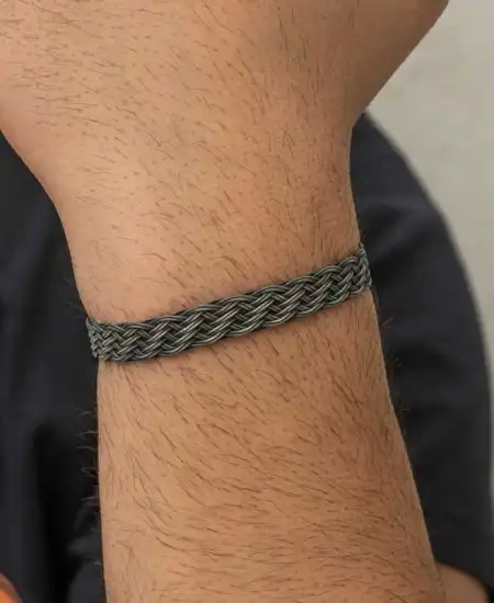 Gümüş Kazaziye Örgü Bileklik