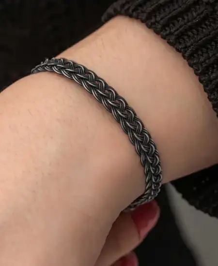 Gümüş Kazaziye Örgü Bileklik