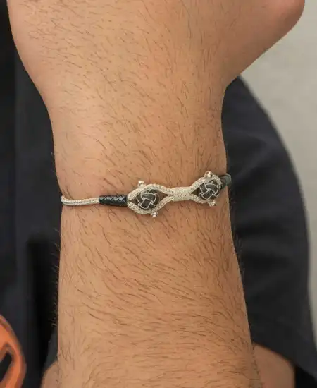 Gümüş Kazaziye Örgü Bileklik