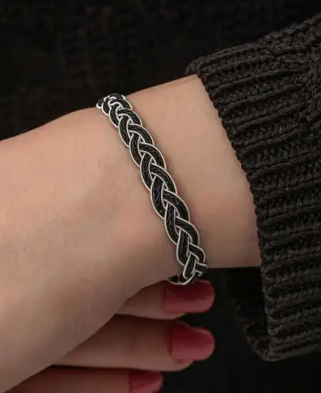 Gümüş Kazaziye Örgü Bileklik