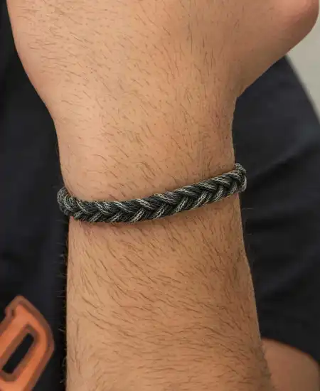 Gümüş Kazaziye Örgü Bileklik