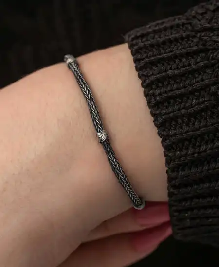 Gümüş Kazaziye Örgü Bileklik