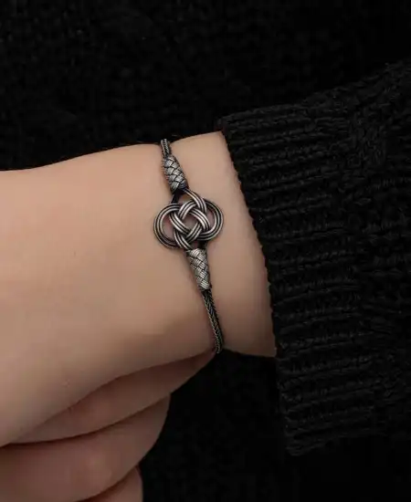 Gümüş Kazaziye Örgü Bileklik