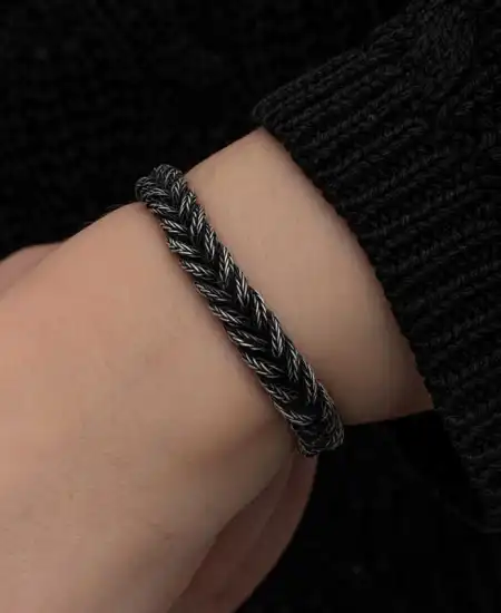 Gümüş Kazaziye Örgü Bileklik