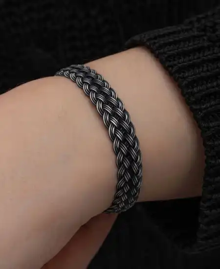 Gümüş Kazaziye Örgü Bileklik