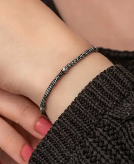 Gümüş Kazaziye Örgü Bileklik