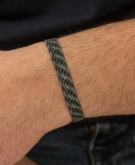 Gümüş Kazaziye Örgü Bileklik