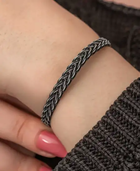 Gümüş Kazaziye Örgü Bileklik