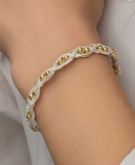 Gümüş Kazaziye Örgü Bileklik