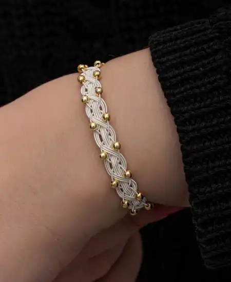 Gümüş Kazaziye Örgü Bileklik