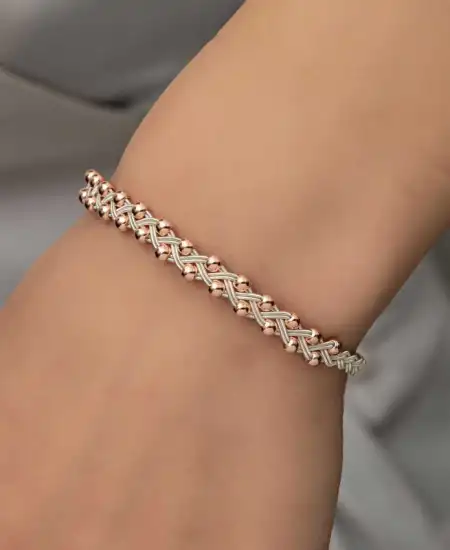 Gümüş Kazaziye Örgü Bileklik