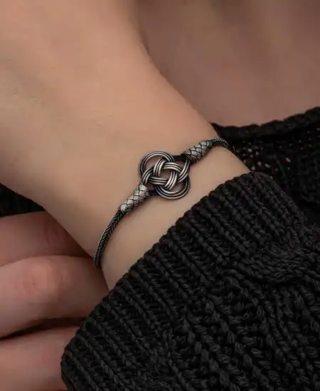 Gümüş Kazaziye Örgü Bileklik