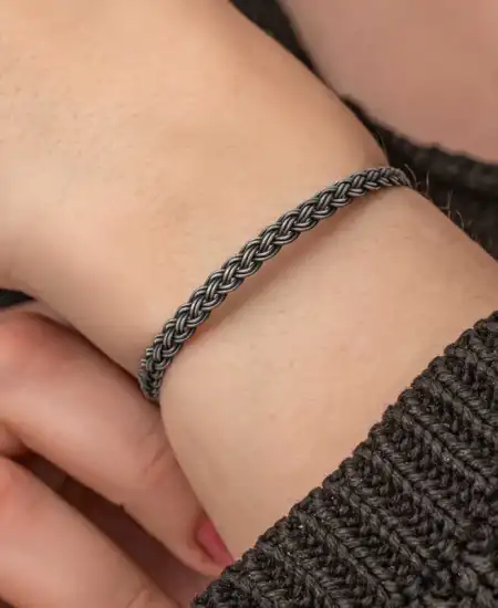 Gümüş Kazaziye Örgü Bileklik