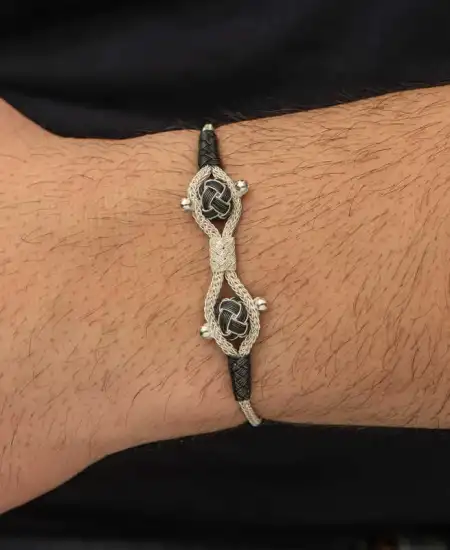 Gümüş Kazaziye Örgü Bileklik