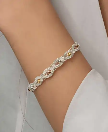 Gümüş Kazaziye Örgü Bileklik