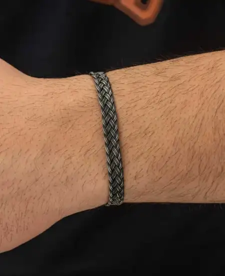 Gümüş Kazaziye Örgü Bileklik