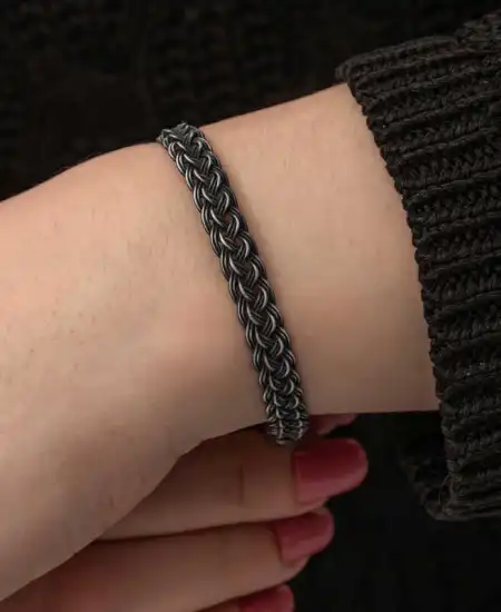 Gümüş Kazaziye Örgü Bileklik