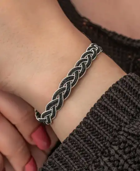 Gümüş Kazaziye Örgü Bileklik