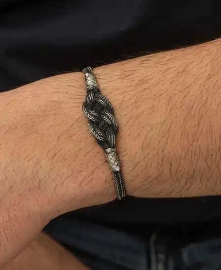 Gümüş Kazaziye Örgü Bileklik