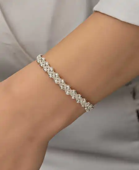 Gümüş Kazaziye Örgü Bileklik