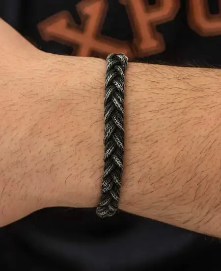 Gümüş Kazaziye Örgü Bileklik