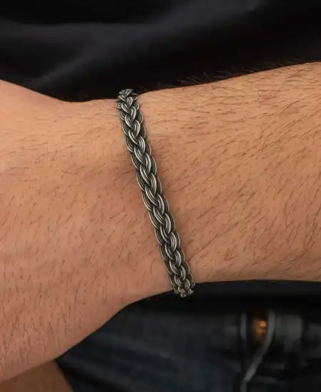 Gümüş Kazaziye Örgü Bileklik