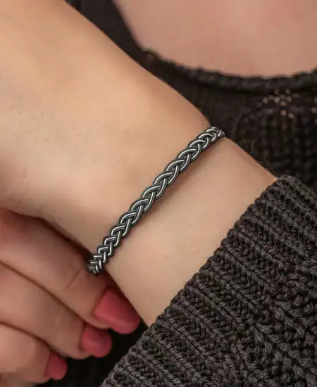 Gümüş Kazaziye Örgü Bileklik