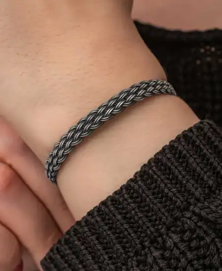 Gümüş Kazaziye Örgü Bileklik