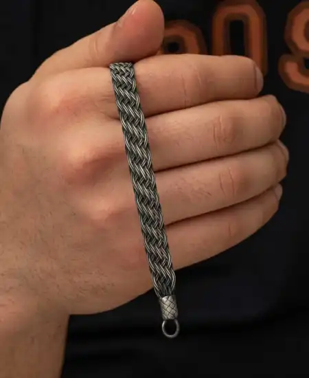 Gümüş Kazaziye Örgü Bileklik