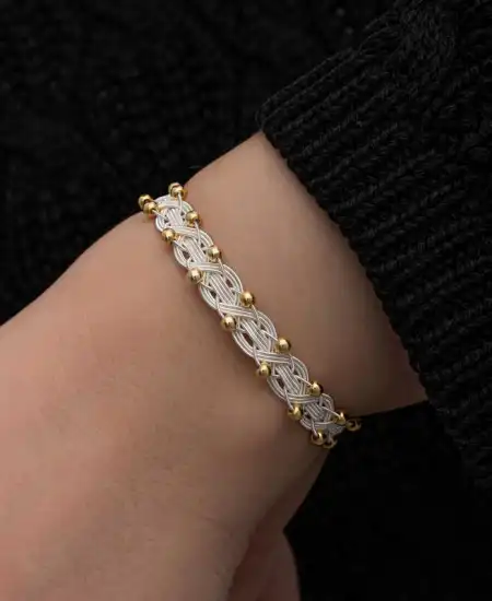 Gümüş Kazaziye Örgü Bileklik