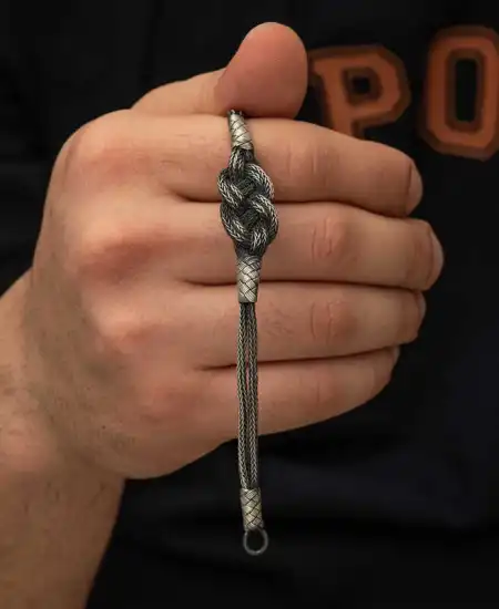 Gümüş Kazaziye Örgü Bileklik