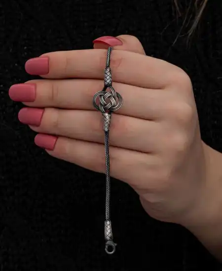 Gümüş Kazaziye Örgü Bileklik