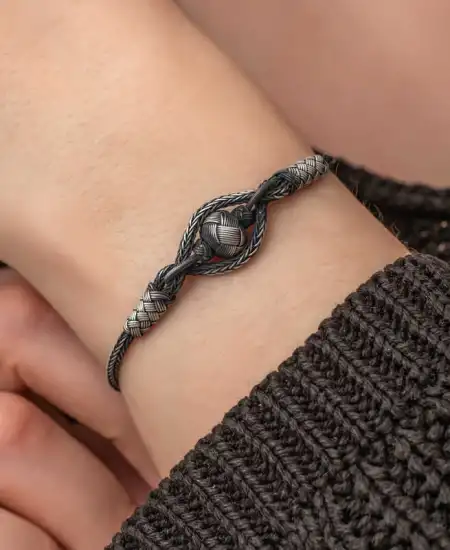 Gümüş Kazaziye Örgü Bileklik