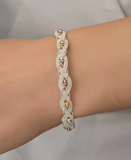 Gümüş Kazaziye Örgü Bileklik