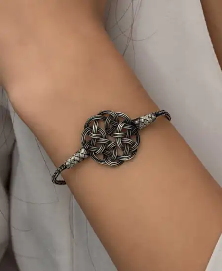 Gümüş Kazaziye Örgü Bileklik