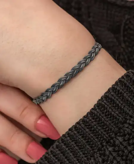 Gümüş Kazaziye Örgü Bileklik