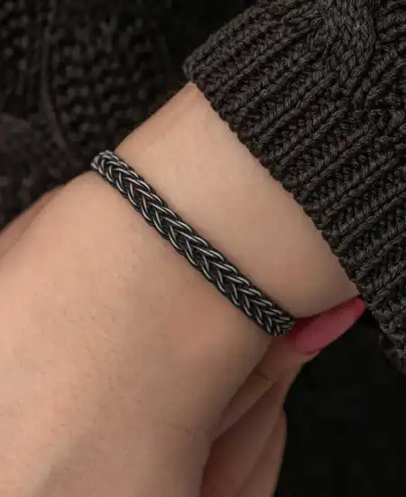Gümüş Kazaziye Örgü Bileklik