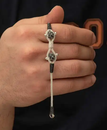 Gümüş Kazaziye Örgü Bileklik