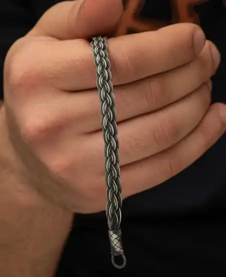 Gümüş Kazaziye Örgü Bileklik