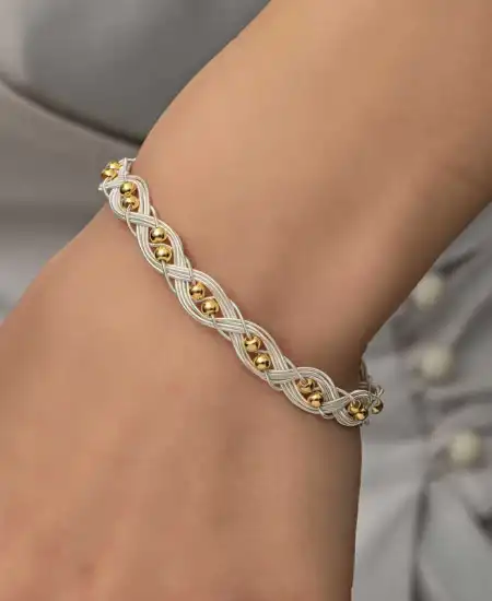 Gümüş Kazaziye Örgü Bileklik