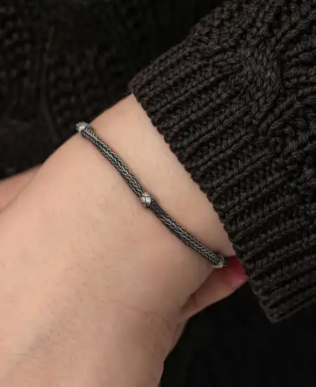 Gümüş Kazaziye Örgü Bileklik