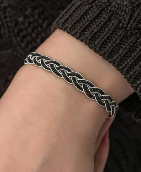 Gümüş Kazaziye Örgü Bileklik