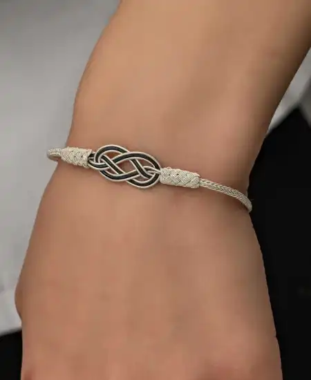 Gümüş Kazaziye Örgü Bileklik