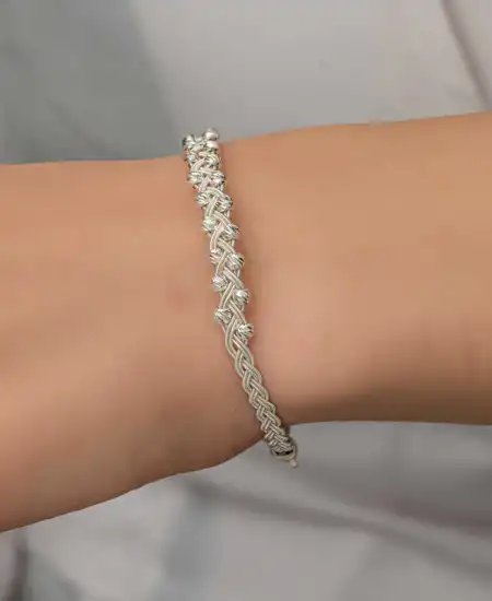 Gümüş Kazaziye Örgü Bileklik