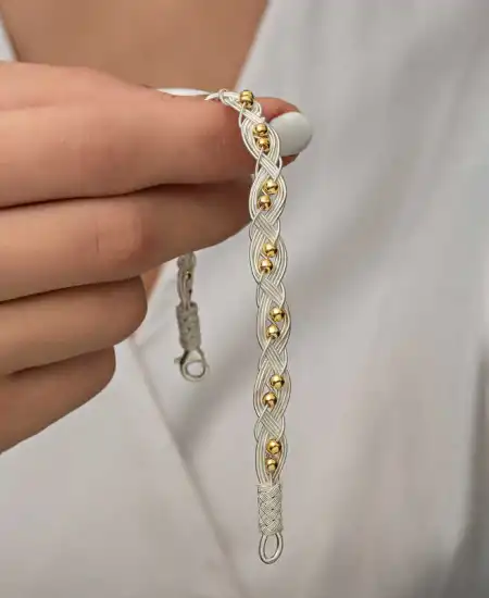 Gümüş Kazaziye Örgü Bileklik