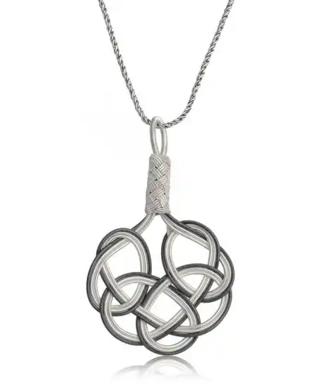 Gümüş Kazaziye Örgü Kadın Kolye