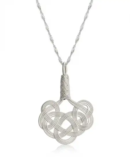 Gümüş Kazaziye Örgü Kadın Kolye